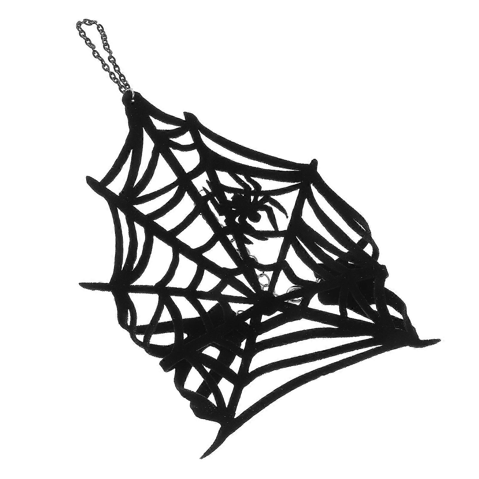 Black Spider Web Fingerless Gloves for Halloween 4Pcs Wristband Accessory