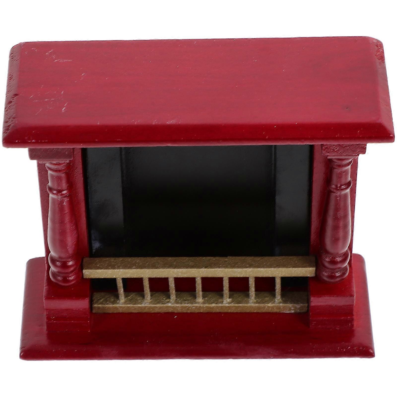 Doll House Mini Fireplace Model for Decor 3Pcs Wooden Red Accessory