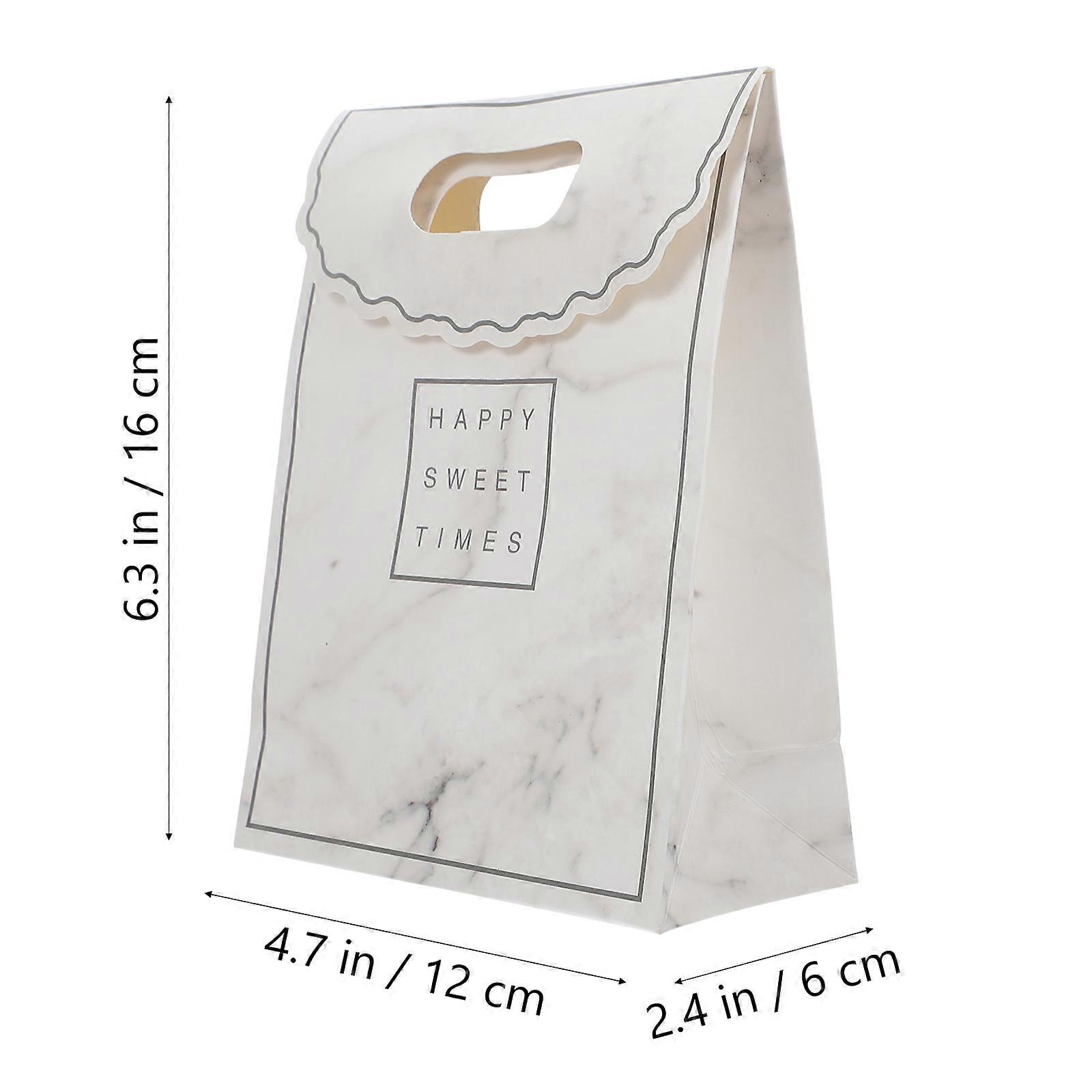 12Pcs Marble Pattern Paper Bags Ideal For Birthday Party Festival Elegant Storage Holders 16X12Cm
