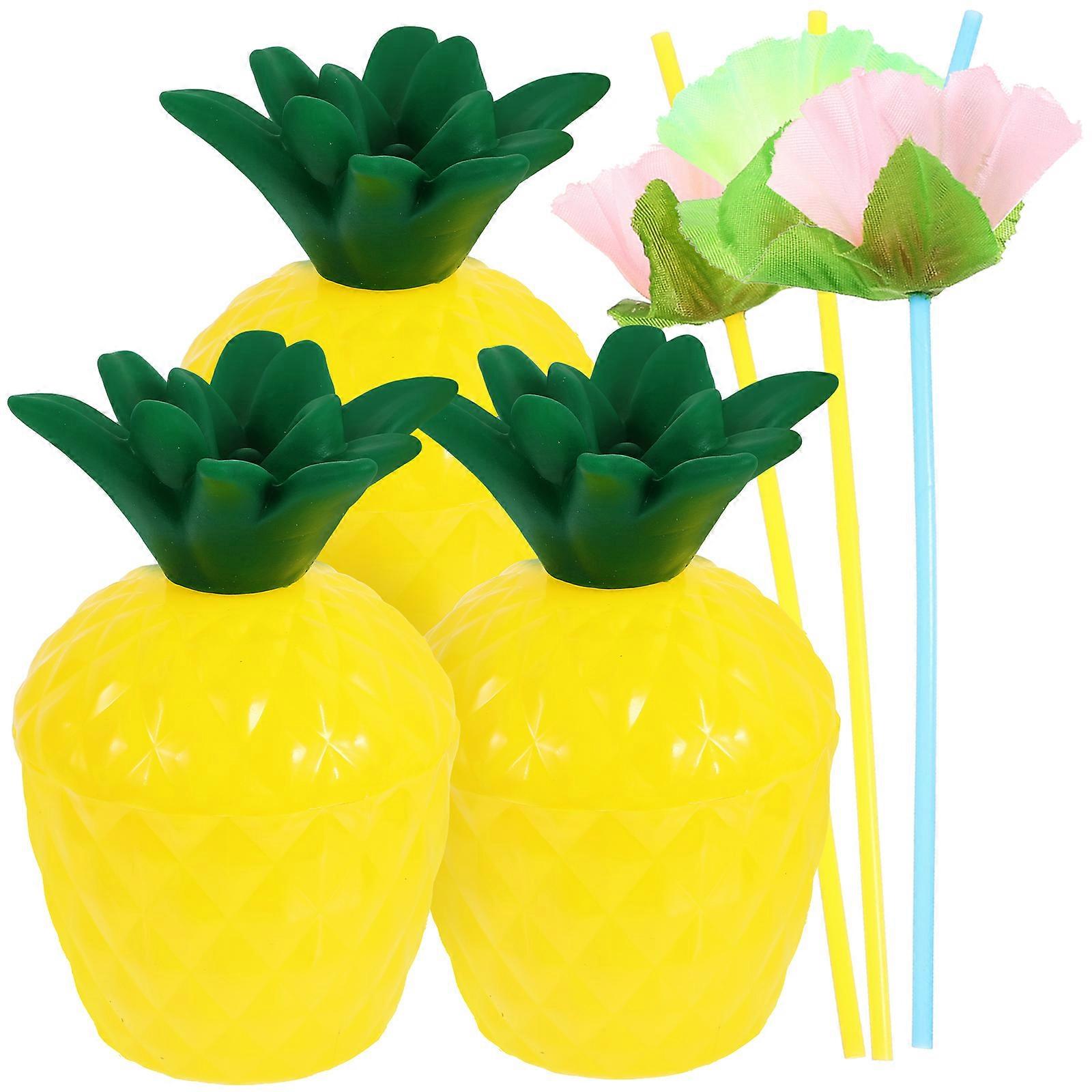 Tropical Party Cups Eye-Catching Pineapple Shape Drinking Cup For Family Daily Use In Assorted Color 3 Set