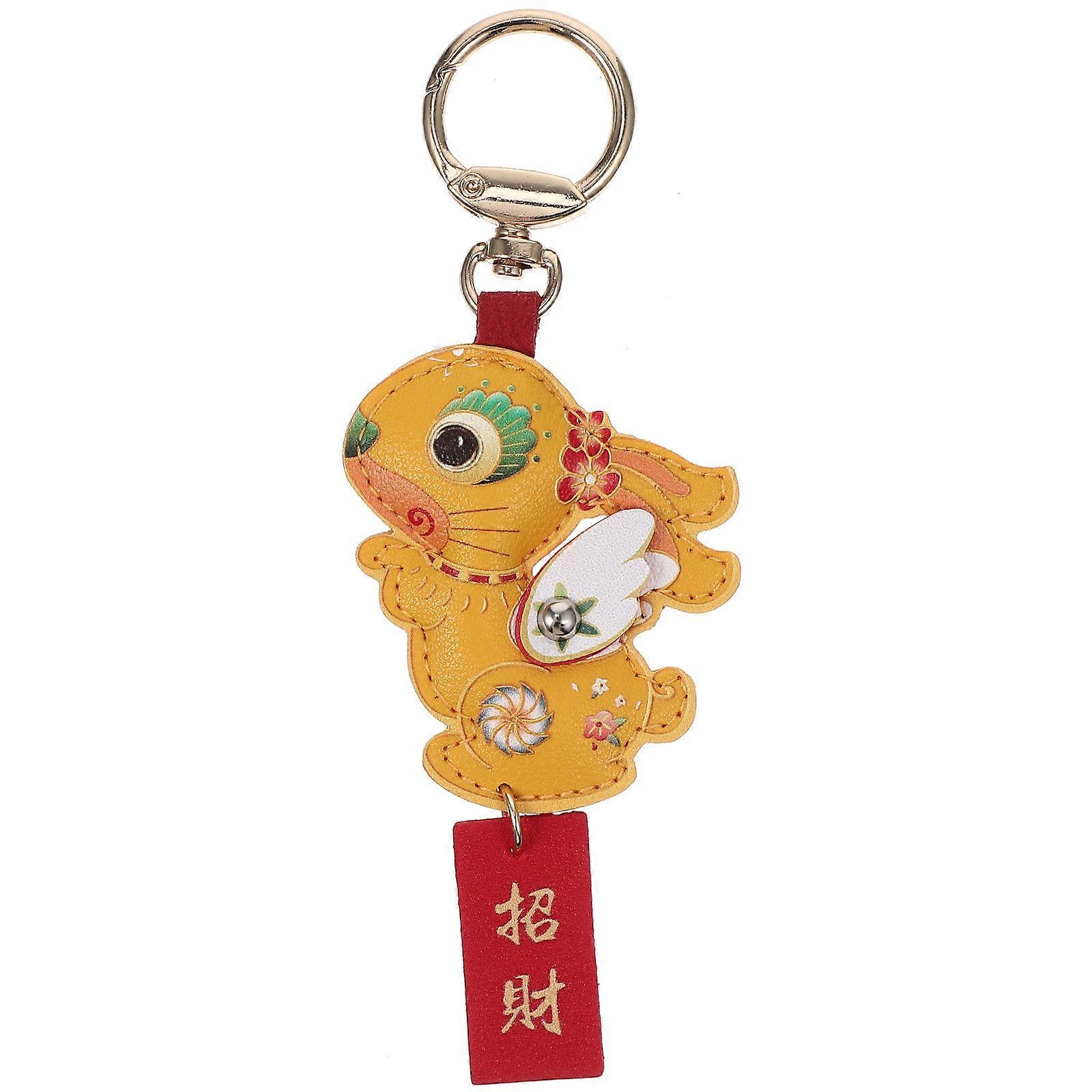Yellow Creative Hanging Rabbit Keychain for Daily Use 3Pcs