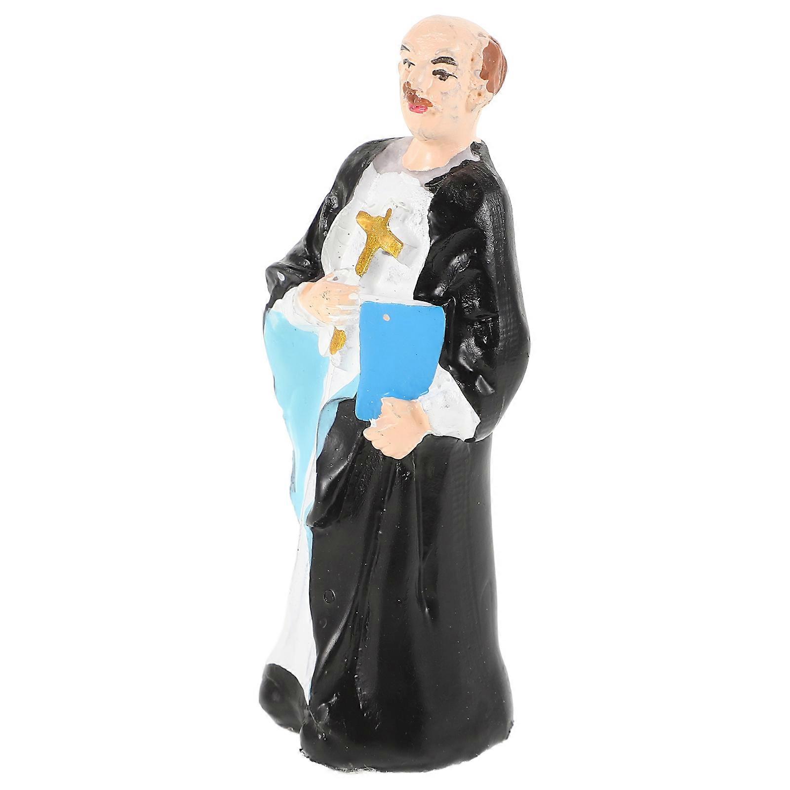 Statue de petit prêtre, décoration d'intérieur, 3 pièces, multicolore