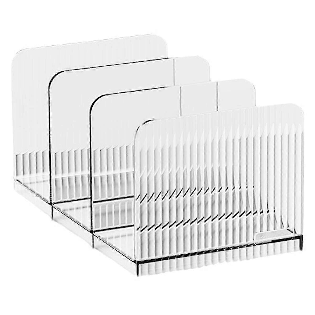 -Compartment Transparent Bookends Reusable Non-Slip Documents Stand Stackable Thicken Desktop Books