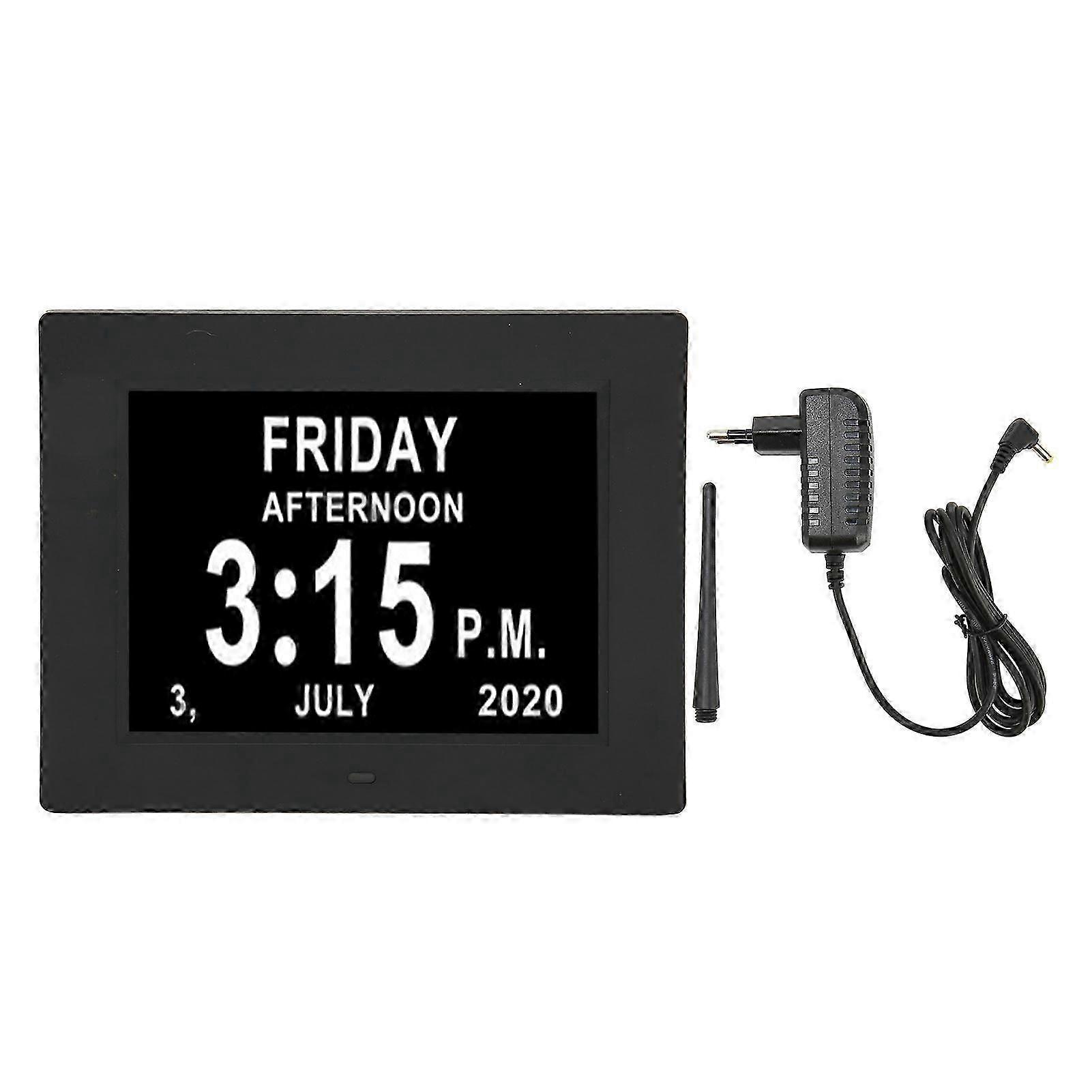 Digital Day Clock 7 Inch Auto Dimmable Clock with Unabbreviated Year Month Alarm Clock for Elderly 110240V