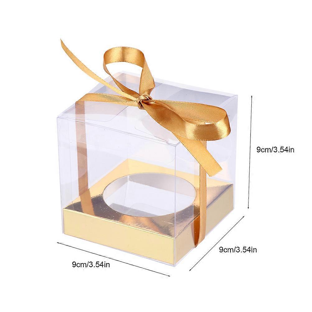 Golden PVC Cake Packaging Boxes for Storage 24Pcs Folding Boxes