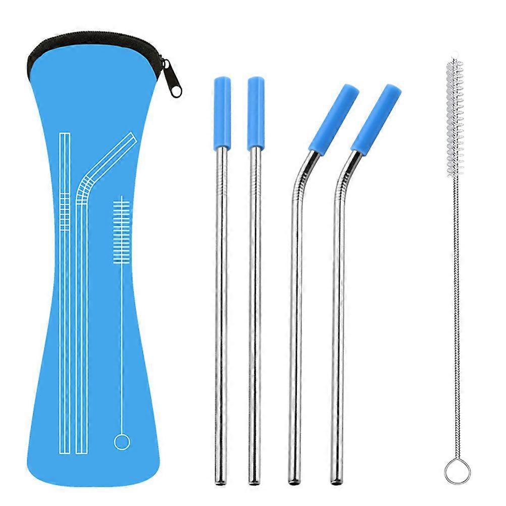 Drinking Straw Straw with Silicone Tips Stainless Steel for 2Sets