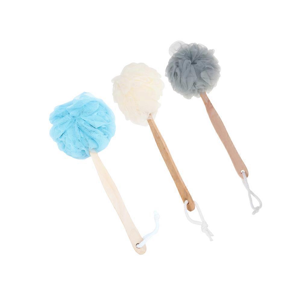 Bamboo Bath Puff Long Handle 3Pcs Assorted Friendly Nylon for Bath Use