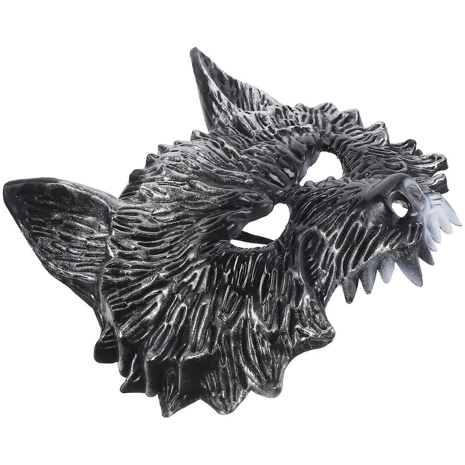 Wolf Mask Halloween Mask for Decor 3Pcs Silver 3D Costume Accessory