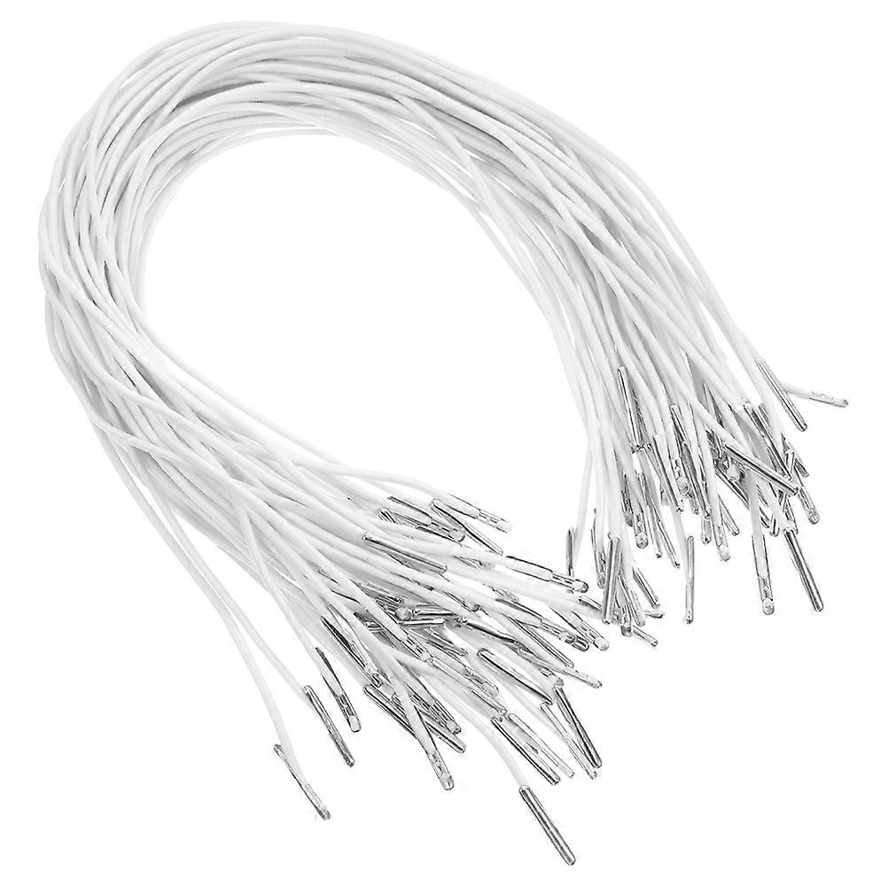 200Pcs Elastic Cord With Metal Tips Versatile For DIY Activities Home Projects Kindergarten Crafts Hats White Adjustable Strapping