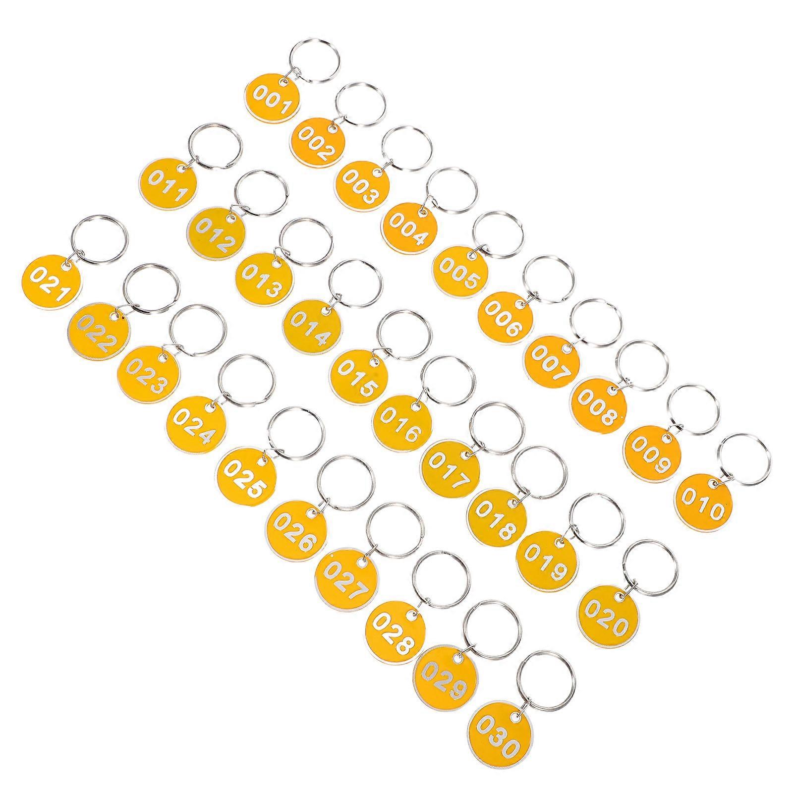 Aluminium Storage Tags Metal with Key Rings 6Sets Yellow for Classification