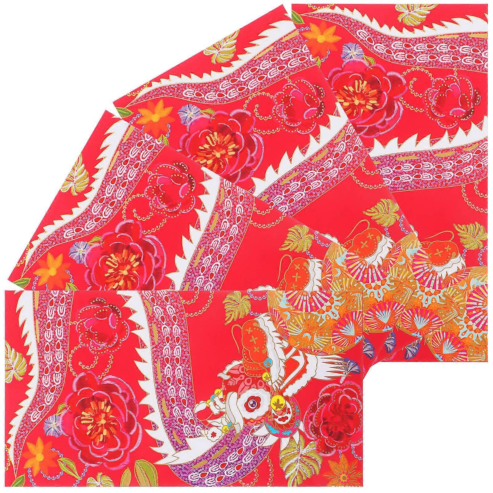 Creative New Year Red Envelopes Paper Gift Container Red Color 16.8x8.8cm For Chinese New Year 4Pcs