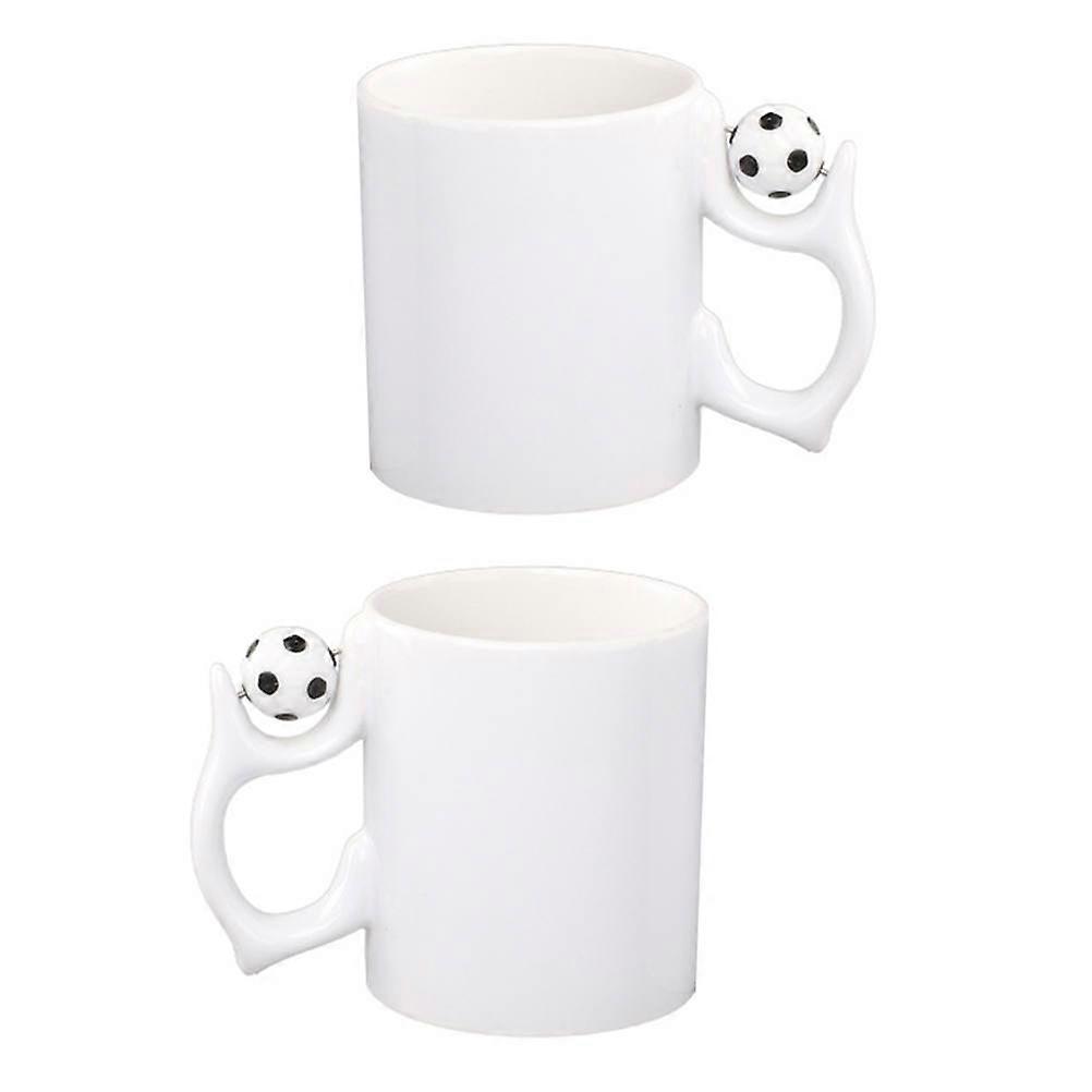 Creative Coffee Mug Ceramic Soccer Mug for Milk 2Pcs White Cups