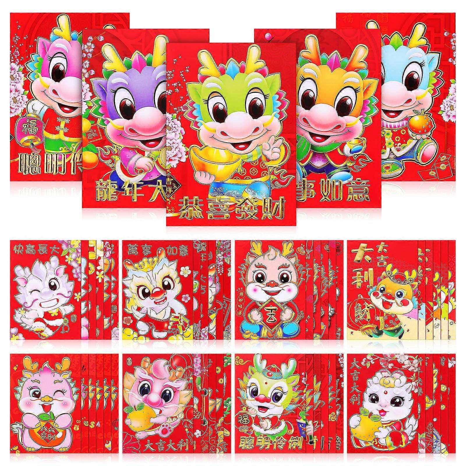 Chinese New Year Envelopes Dragon Envelopes for Storage Use 180Pcs