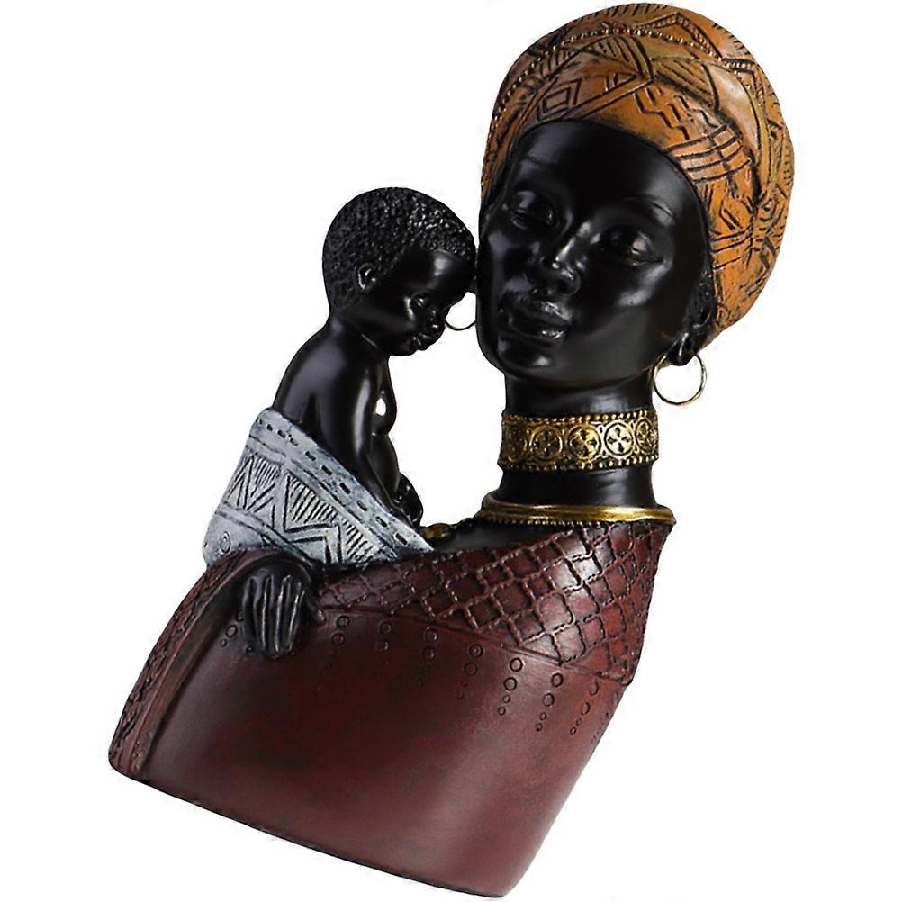 African Art Statue Decorative Sculpture For Bookshelf Versatile Style Multi Resin 1Set