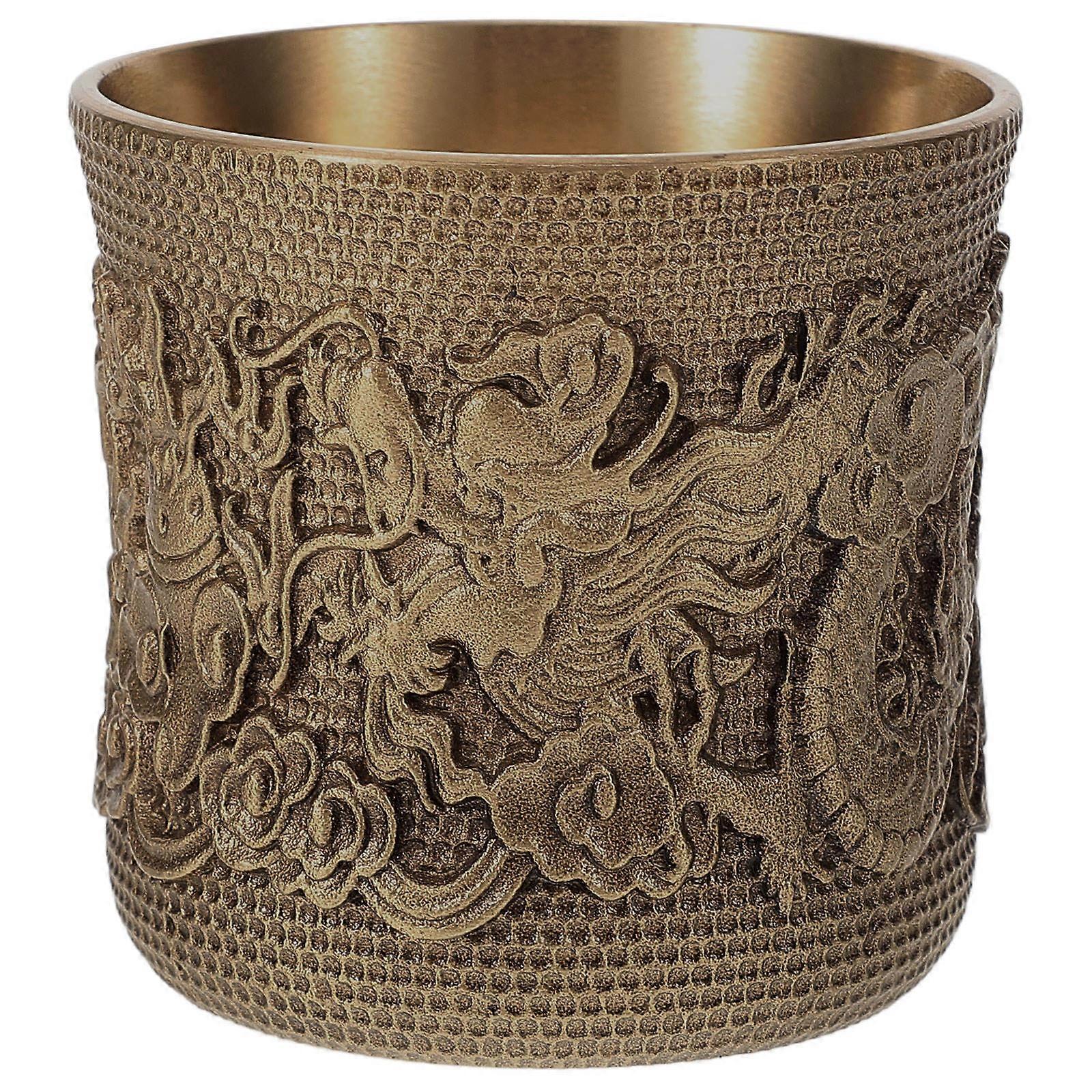 Golden Brass Wine Cup Tea Cup for Storage Use 3Pcs Retro Copper Design