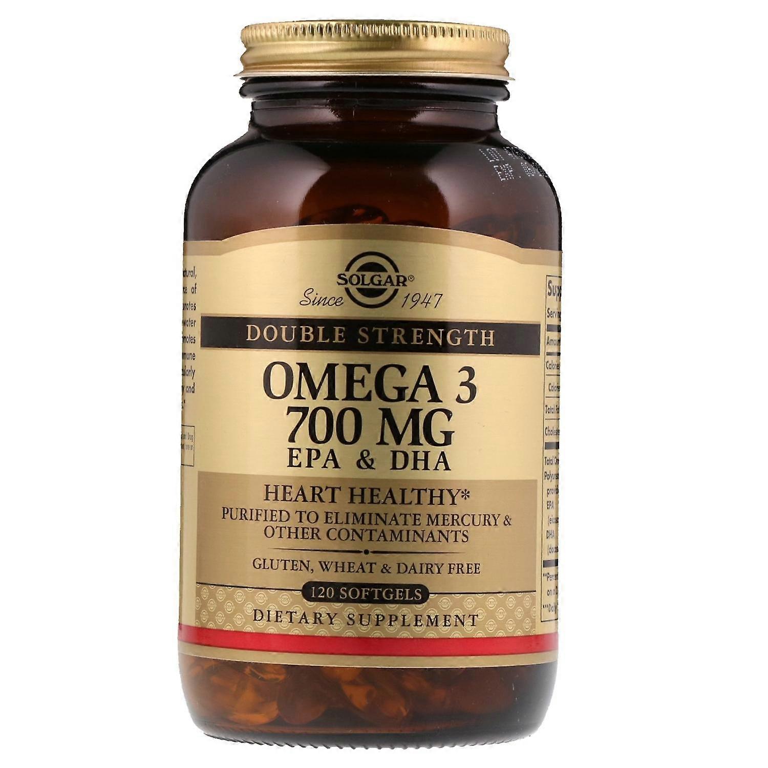 Solgar, Omega-3, EPA & DHA, Double Strength, 700 mg, 120 Softgels