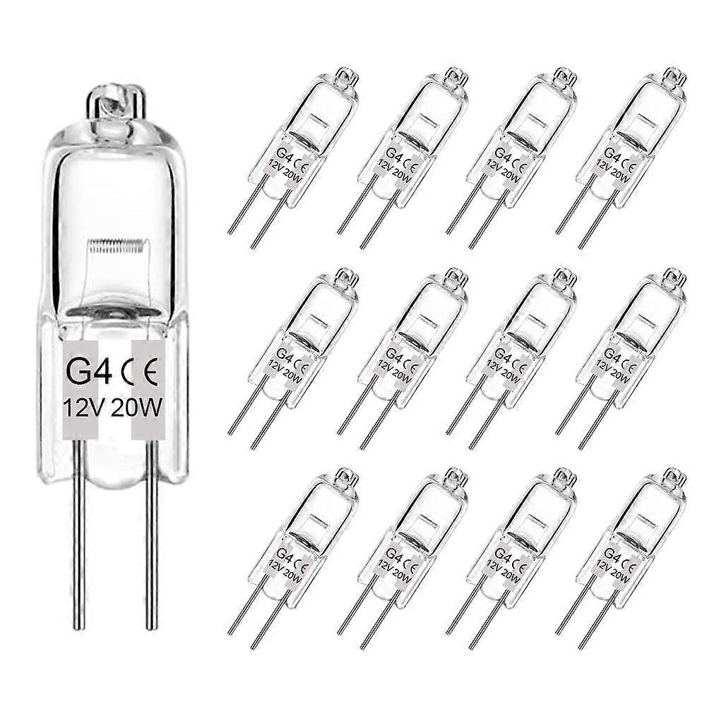 G4 Halogen Bulb 20W 12V Dimmable BiPin JC T3, 12 Pack, Warm White 2700K3000K, AC/DC Compatible for Puck Lights