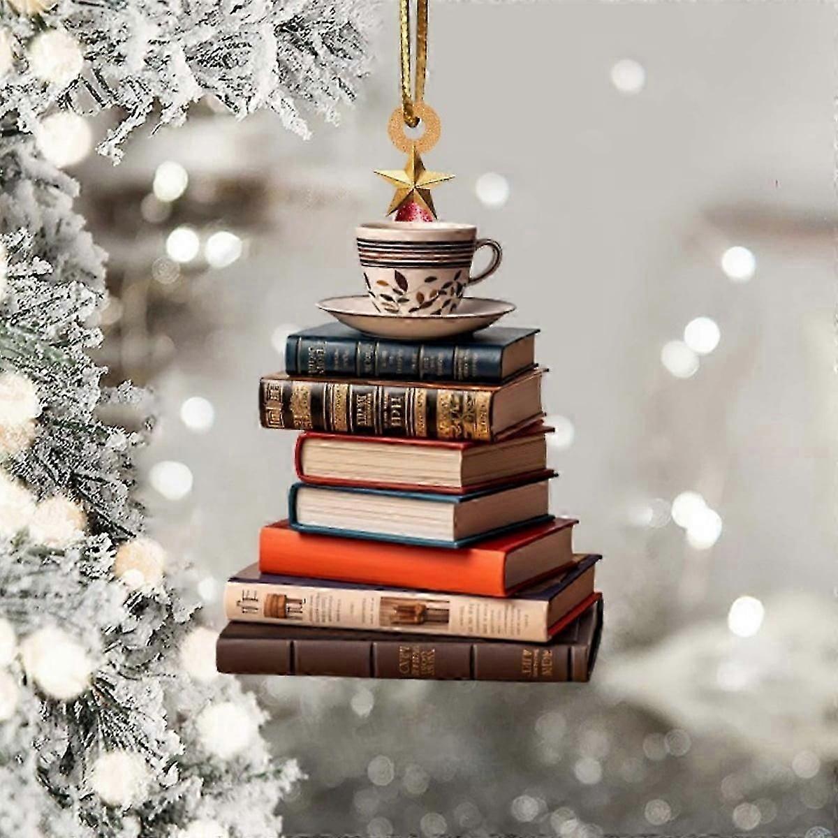 Changmaius Book Ornaments for Christmas Tree, Compatible with 2024 Decorations Set, Multifunctional Car, Fireplace & Party Use (1P)