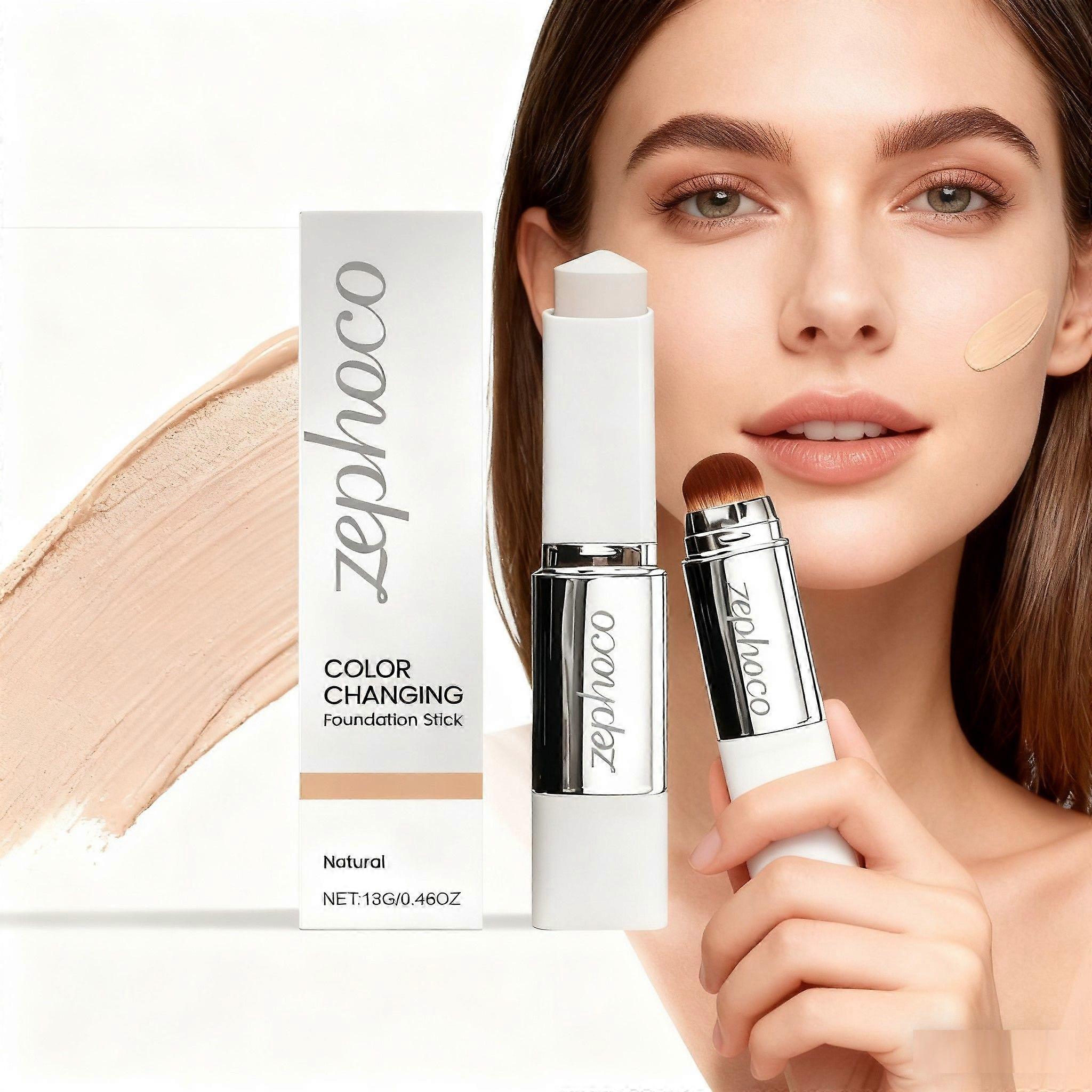 Blanc Cover Cream Stick V White - Color-Changing Foundation with Volufiline, Medium to Full Coverage, Dewy & Hydrating Makeup, Dual-Ended with Brush f