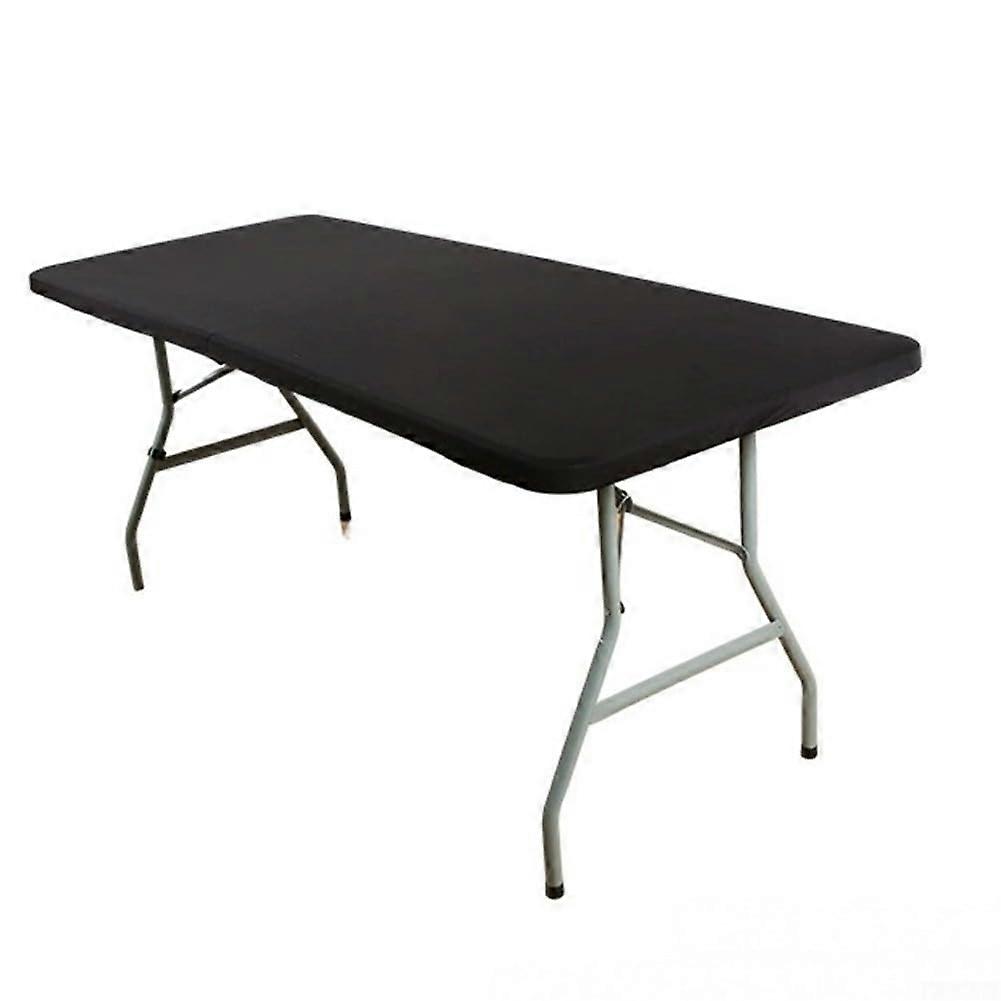 Rectangle Table Cover With Elastic Edge For Folding Tables, Waterproof Polyester Outdoor Cloth, Black 243 x 76 x 76 cm