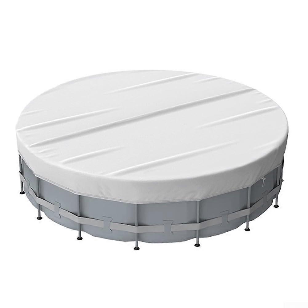 White 210D Polyester Circular Pool Cover With Drawstring  Outdoor Pools, Trampolines And Furniture  AllWeather 10 Ft