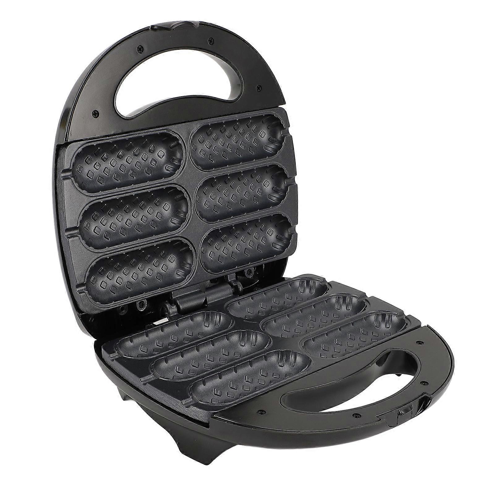 Hot Dog Waffle Machine 850W Quick Heating Automatic Temperature Control Anti Stick Easy to Clean 6 Corn Dogs Waffle Maker for Party Restaurant EU Plu