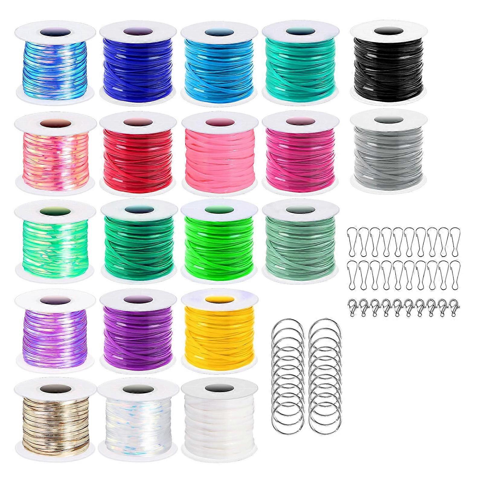 Craft Lanyard String 20 Roll Multicolor Plastic Lace for Bracelets Handy Keychain Components for Homemade Crafts Multicolor