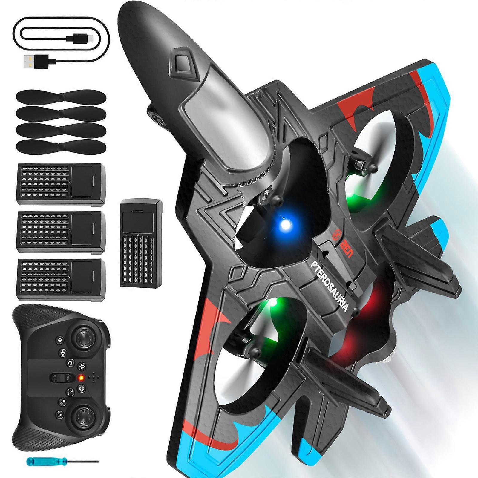 Stunt Remote Control Plane Foam Jet Fighter with LED Lights Remote Control Airplanes for Kids Ages 8-13 Multicolor