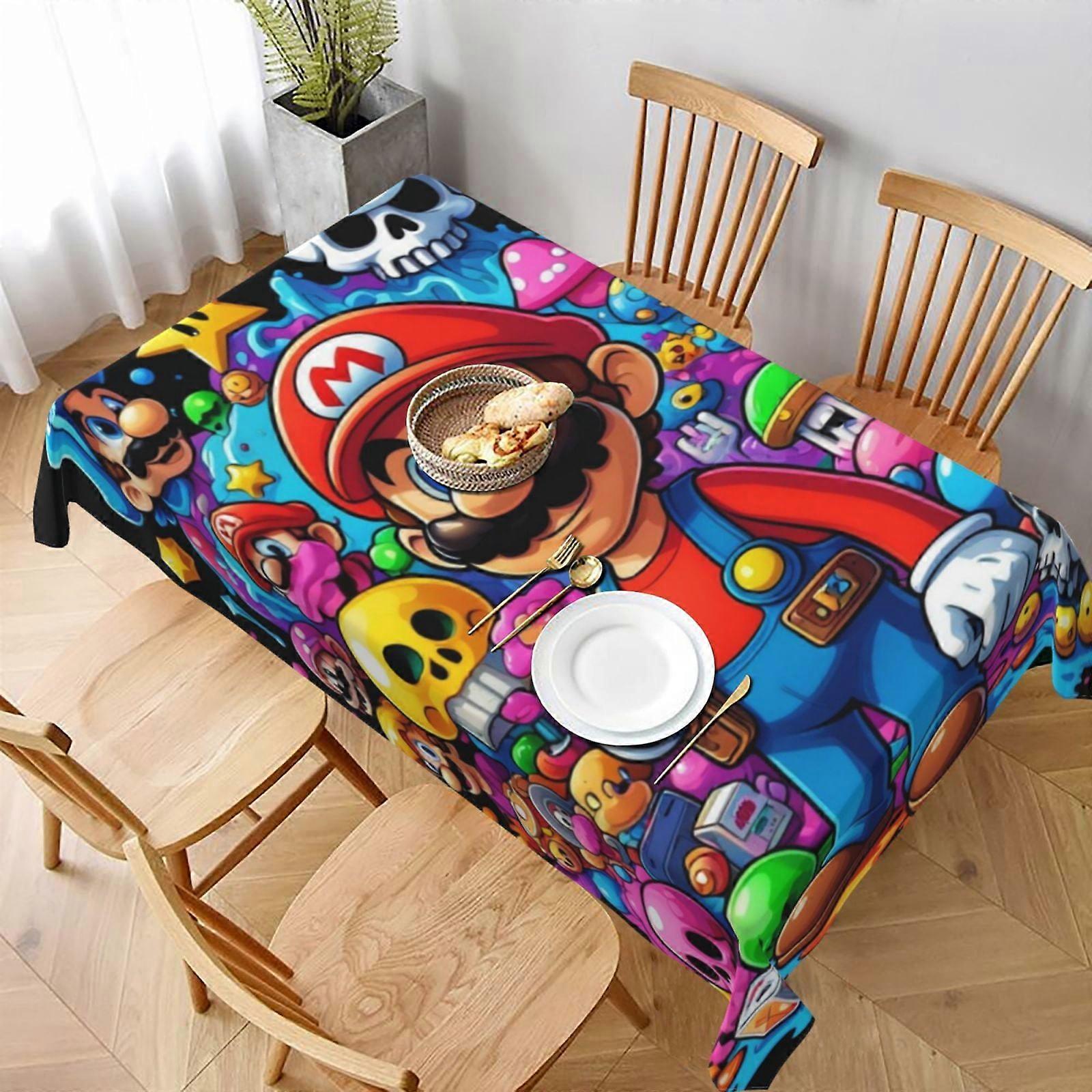 Mario Rectangular Tablecloth Water Resistance Antiwrinkle Spillproof Soft Fabric Table Cloth 60"X90"