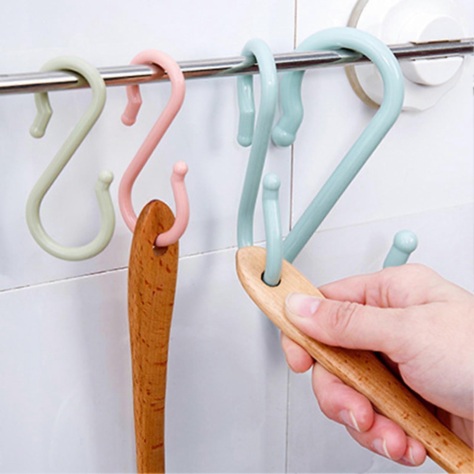SUSUchens 1 Set S-shaped Hook Durable Easy Installation Multi-functional Utensils Towel Clothing Hanger for Home Pink Size M