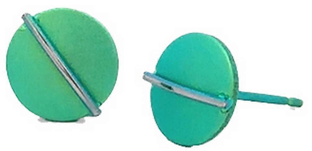 Ti2 Titanium Jungle Round Stud Earrings - Green