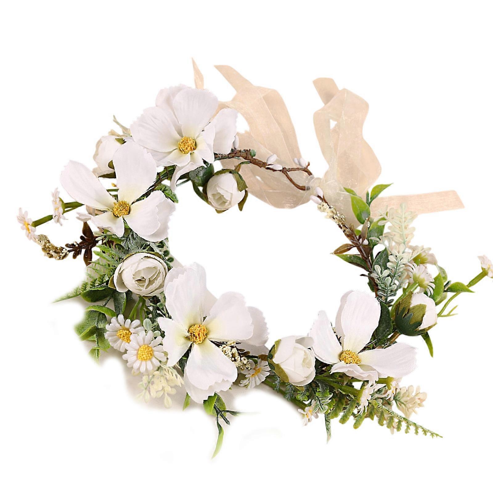 Adjustable Elastic Flower Hairband Friendly Fabric Design Comfortable Daily Use For Family Matching Outfits  White