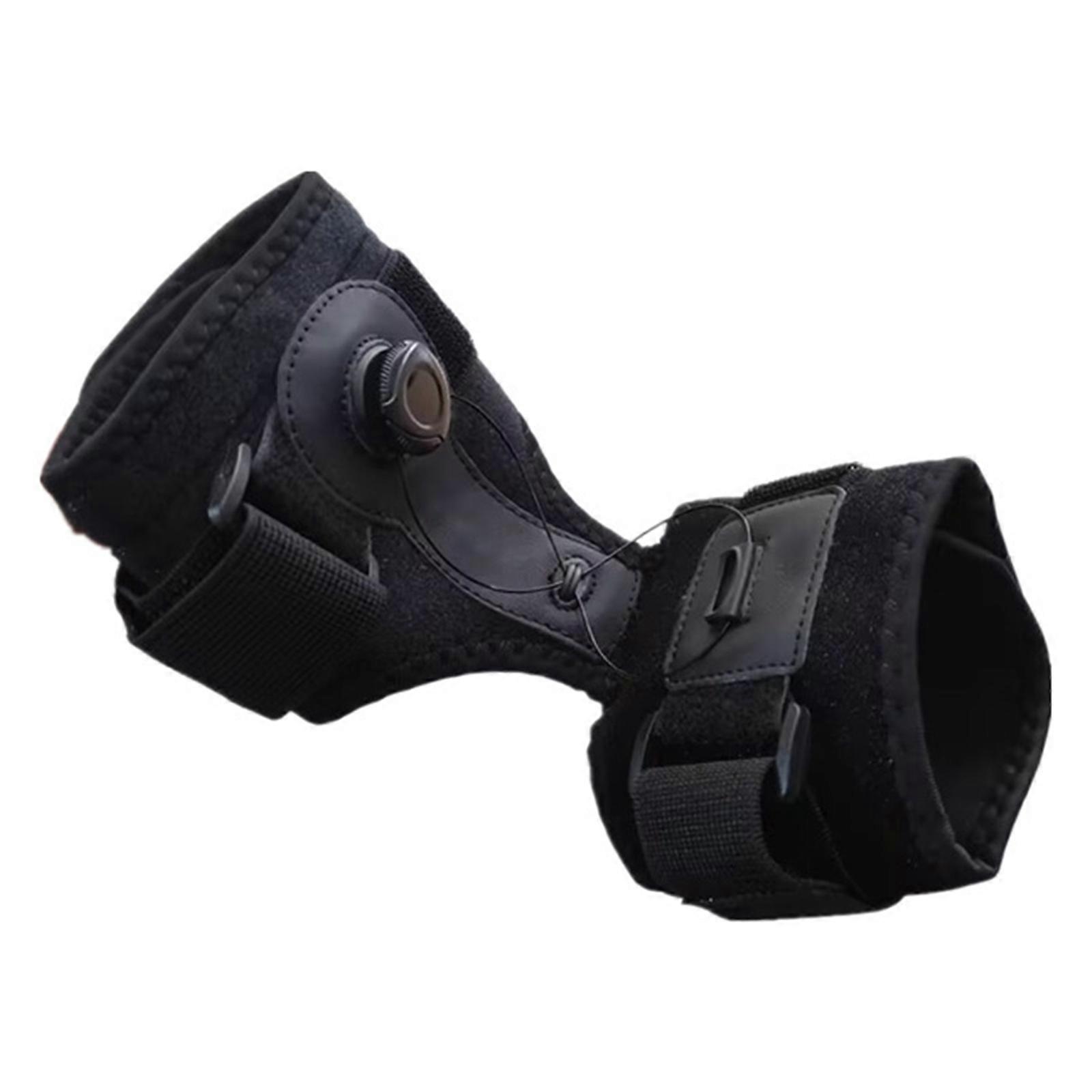 Adjustable Ankle Support Brace with Knob Control Fabric Texture for Sports Injury Prevention and Joint Stability  black