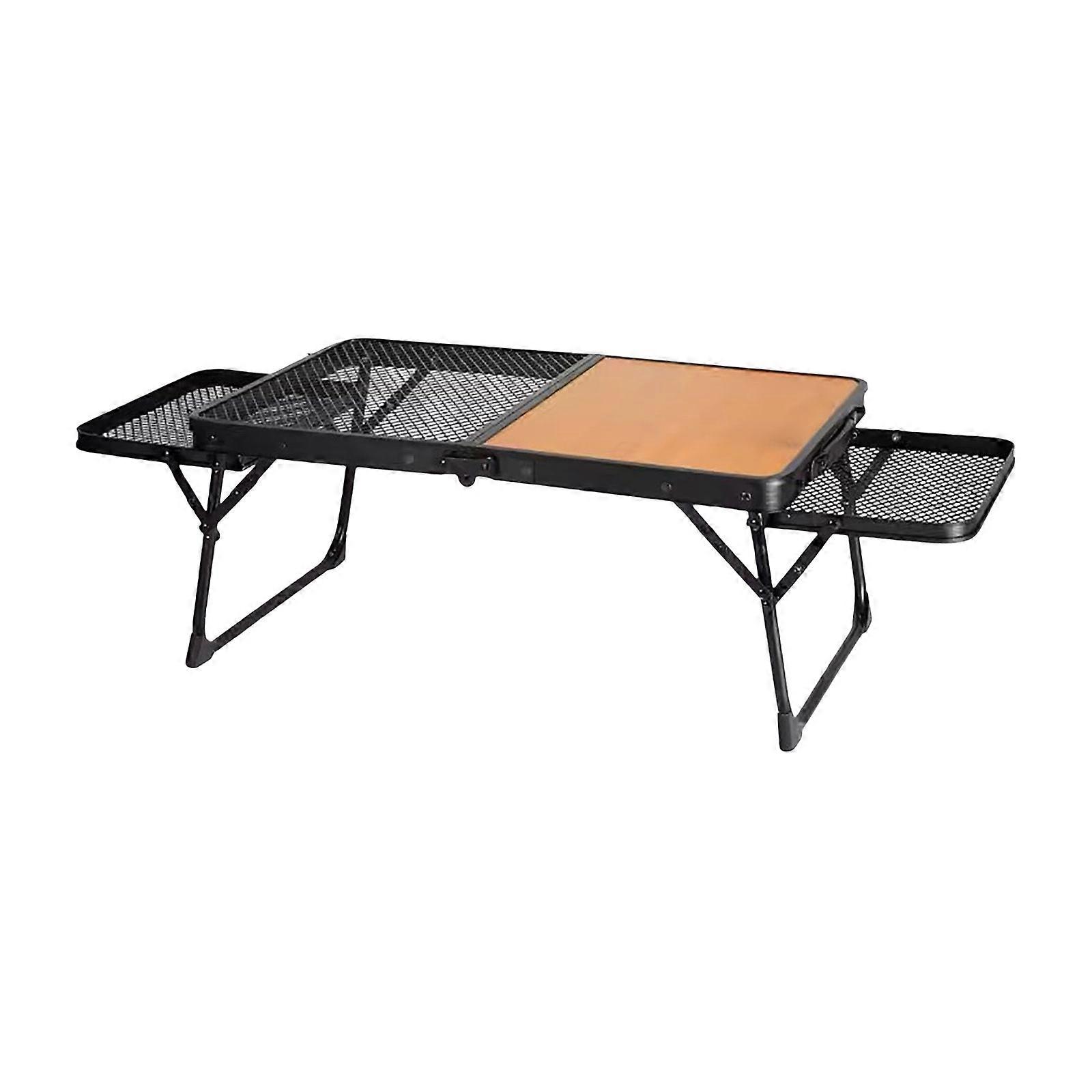Foldable Aluminum Table With Antislip Base Grid Structure Camping Desk For Backyard BBQ Garden Cooking Multicolor