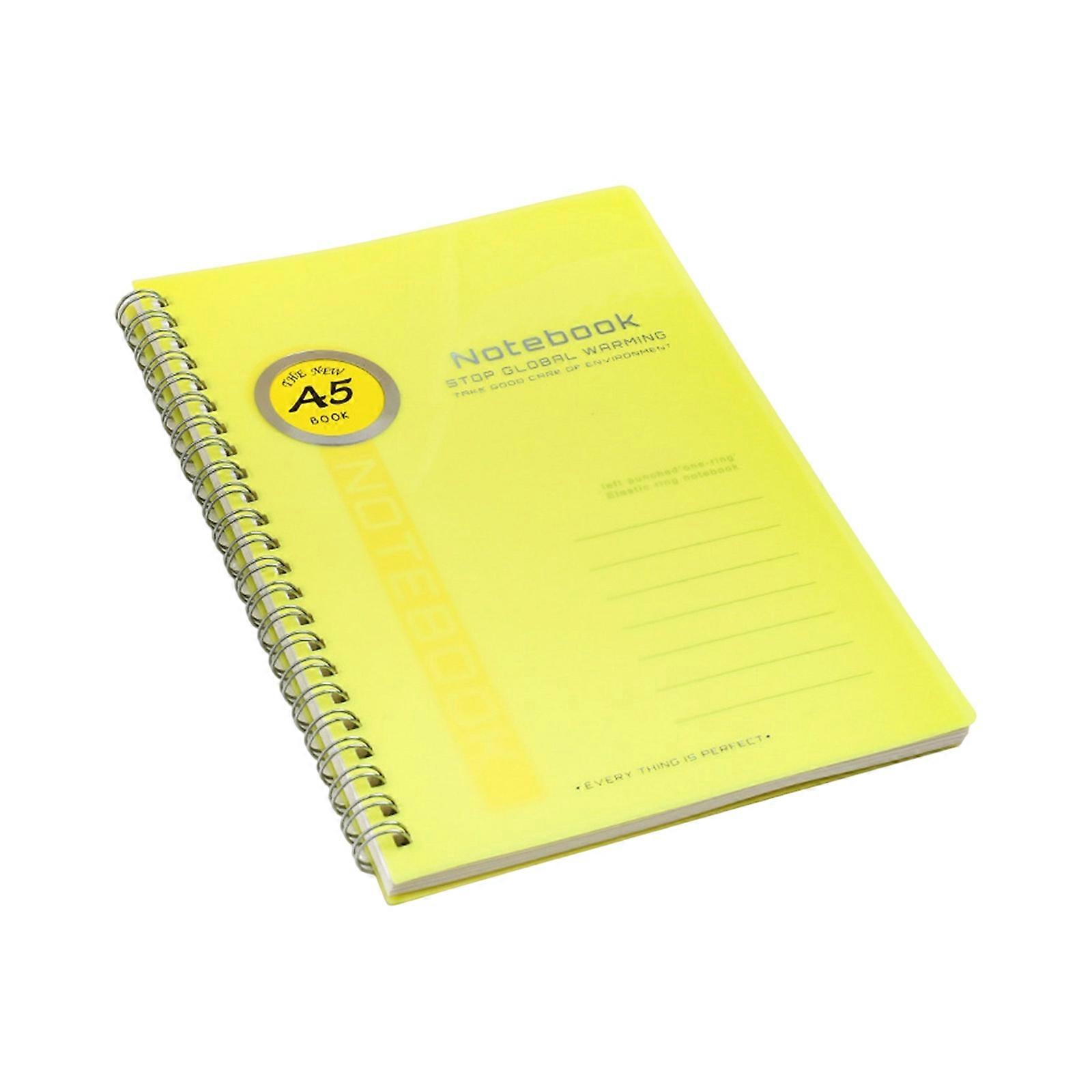 Twin Coil Binding Notebook 5.63x8.15Inch Waterproof Softcover Notepads 100 Pages Wide Lined Journal for Office School  yellow