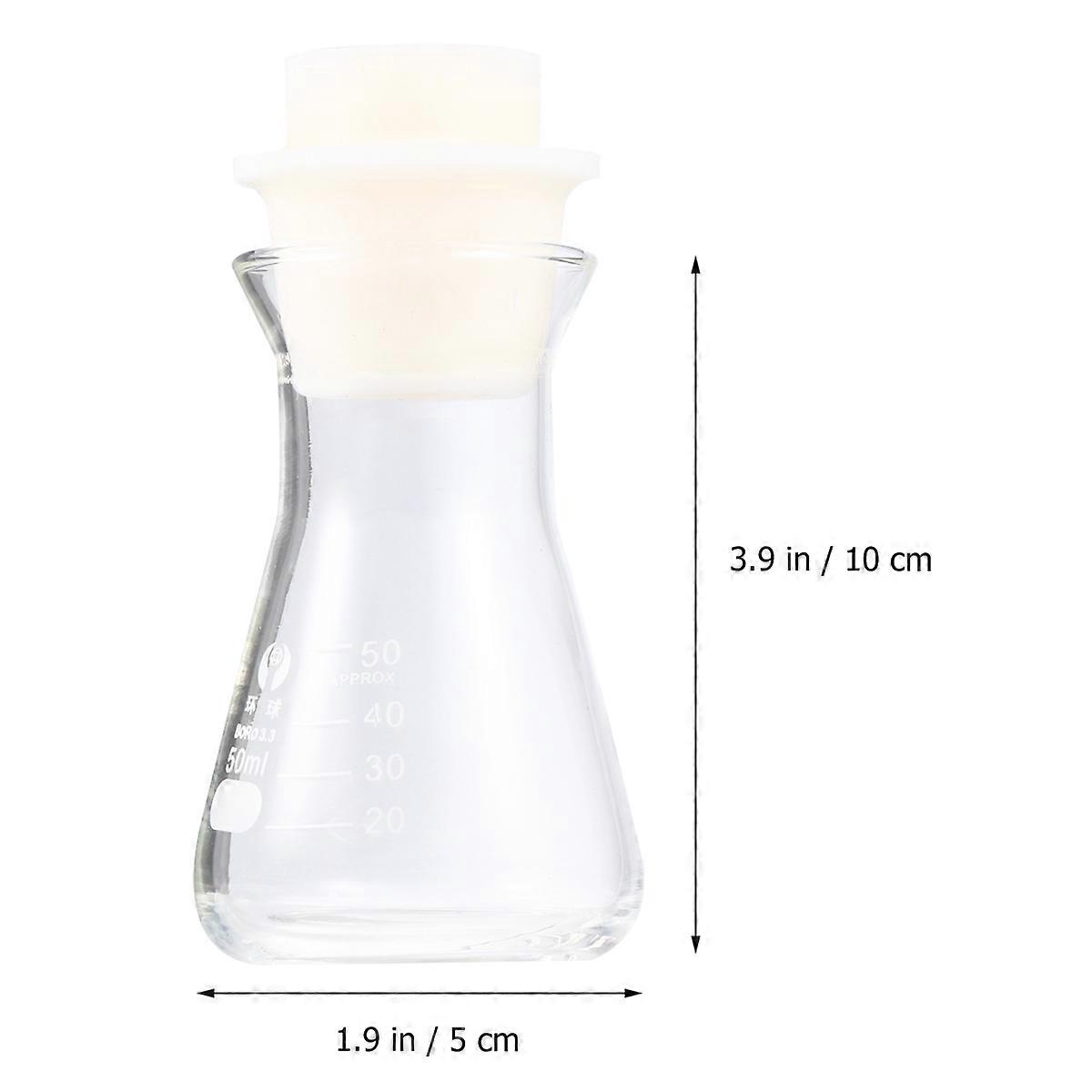 1PC Glass Flask Conical Flask with Cork for Laboratory Students Experiment Chemistry (Wide Mouth, 50ml)