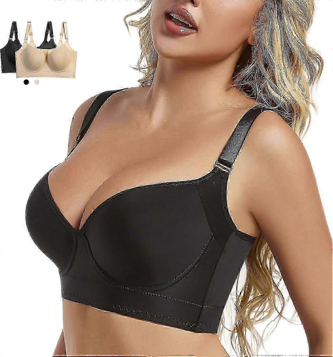 Womens Push Up Bra T-Shirt Bra Uplift Sculpting Full Back Coverage Smoothing Hide Back Fat