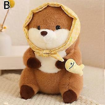 30cm Cartoon Otter With Hat Fish Plush Toys Cute Soft Lovely Stuffed Dolls