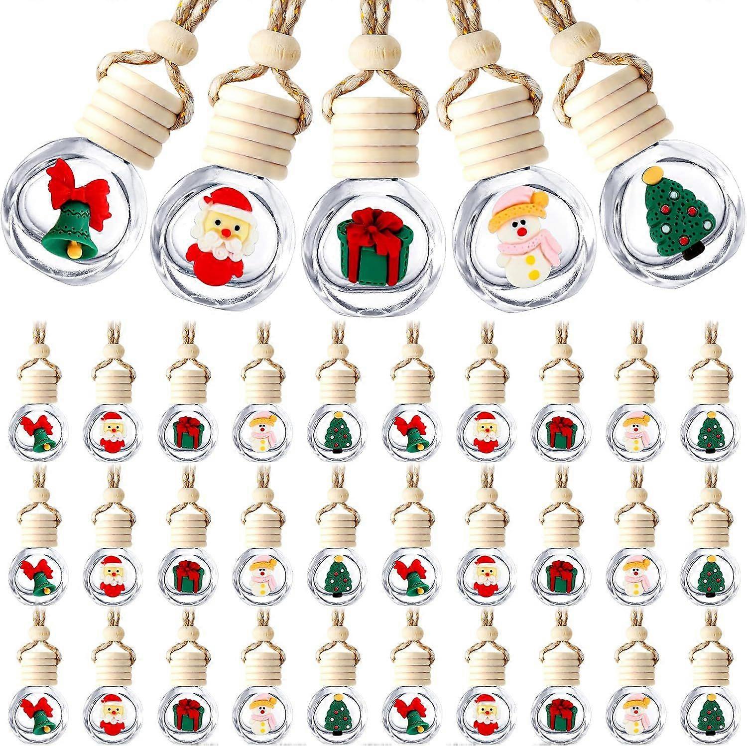 50 Pcs Bulk Hanging Car Air Freshener  Empty Clear Glass Diffuser Bottles, Christmas Ornament for Essential Oils