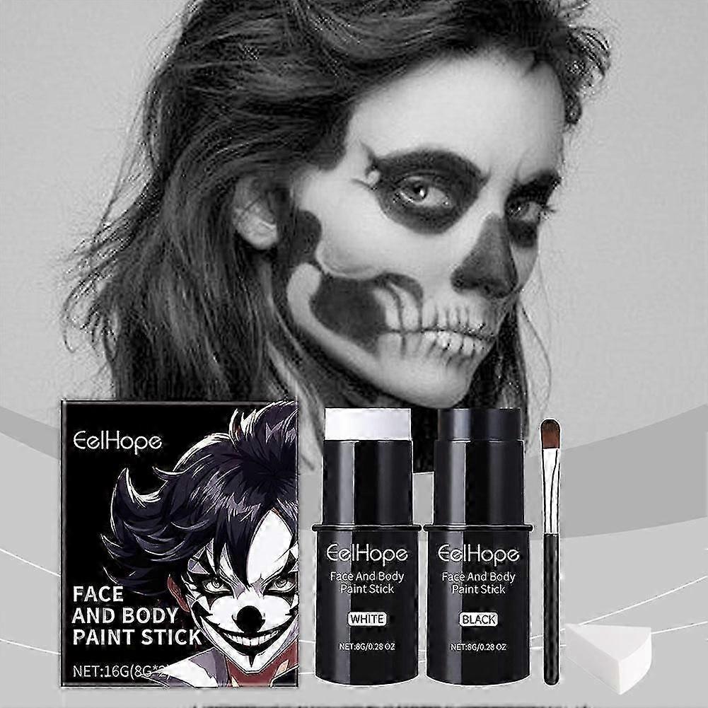 Set (A) $EELHOPE Halloween Face Paint Stick Set Full Coverage Paint Foundation Makeup Clown Colorful Stick