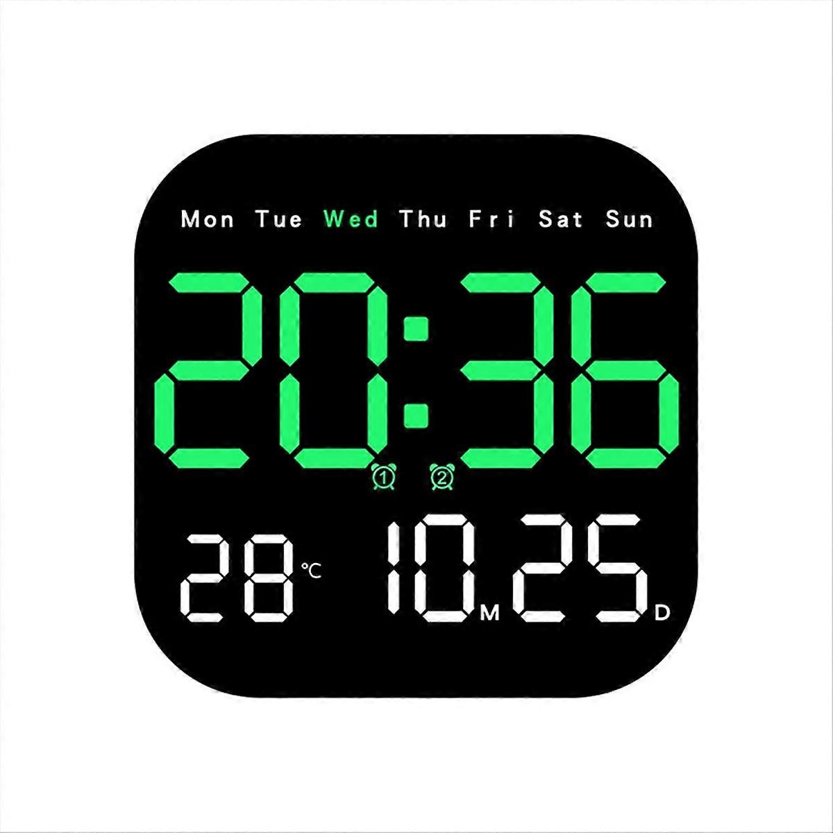 Wall Clocks Temperature Date Week Dispaly Electronic Table Clock,E