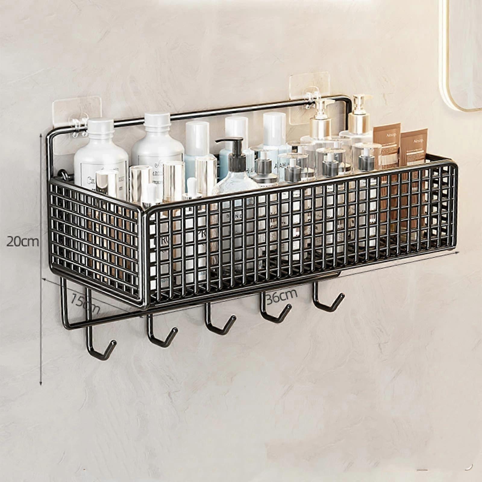 Bathroom Storage Rack Rustproof Wall Mounted Toilet Shelf No Drill Space Saving Organizer