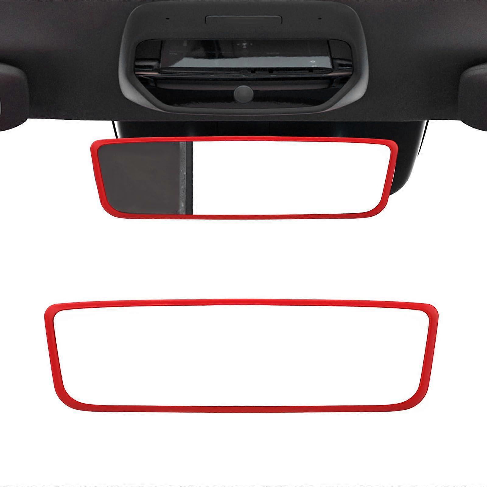 Rear View Mirror Cover for Tesla Model 3 Y, Red Silicone Protector with Full Edge Protection