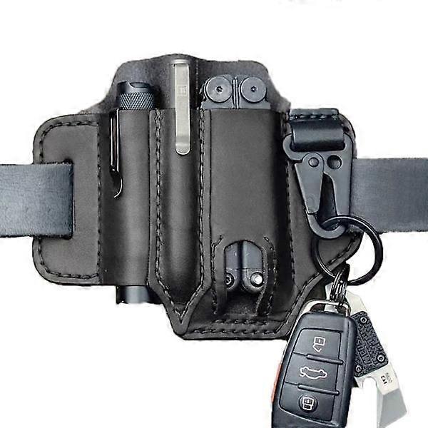EDC organizer belt loop leather multi-tool holder for pen flashlight tools and EDC equipment