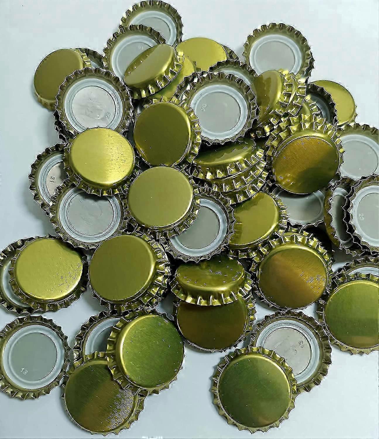 Metallic Bottle Caps - 100 Count - Gold Finish for Home Brewing