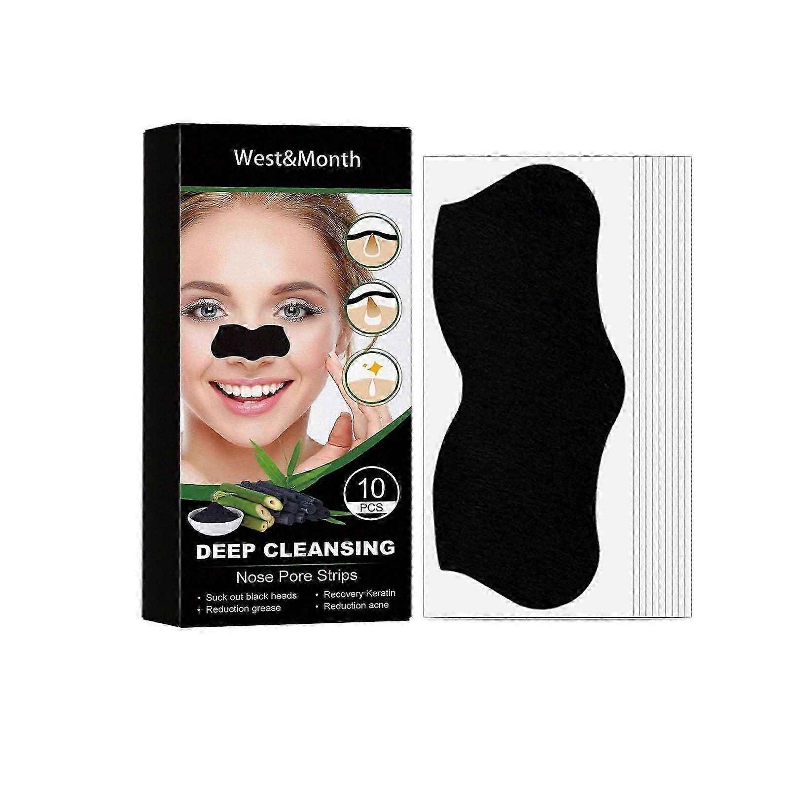 Deep Cleansing Nose Strips with Honey & Bamboo Charcoal - Remove Blackheads & Unclog Pores (10pcs)