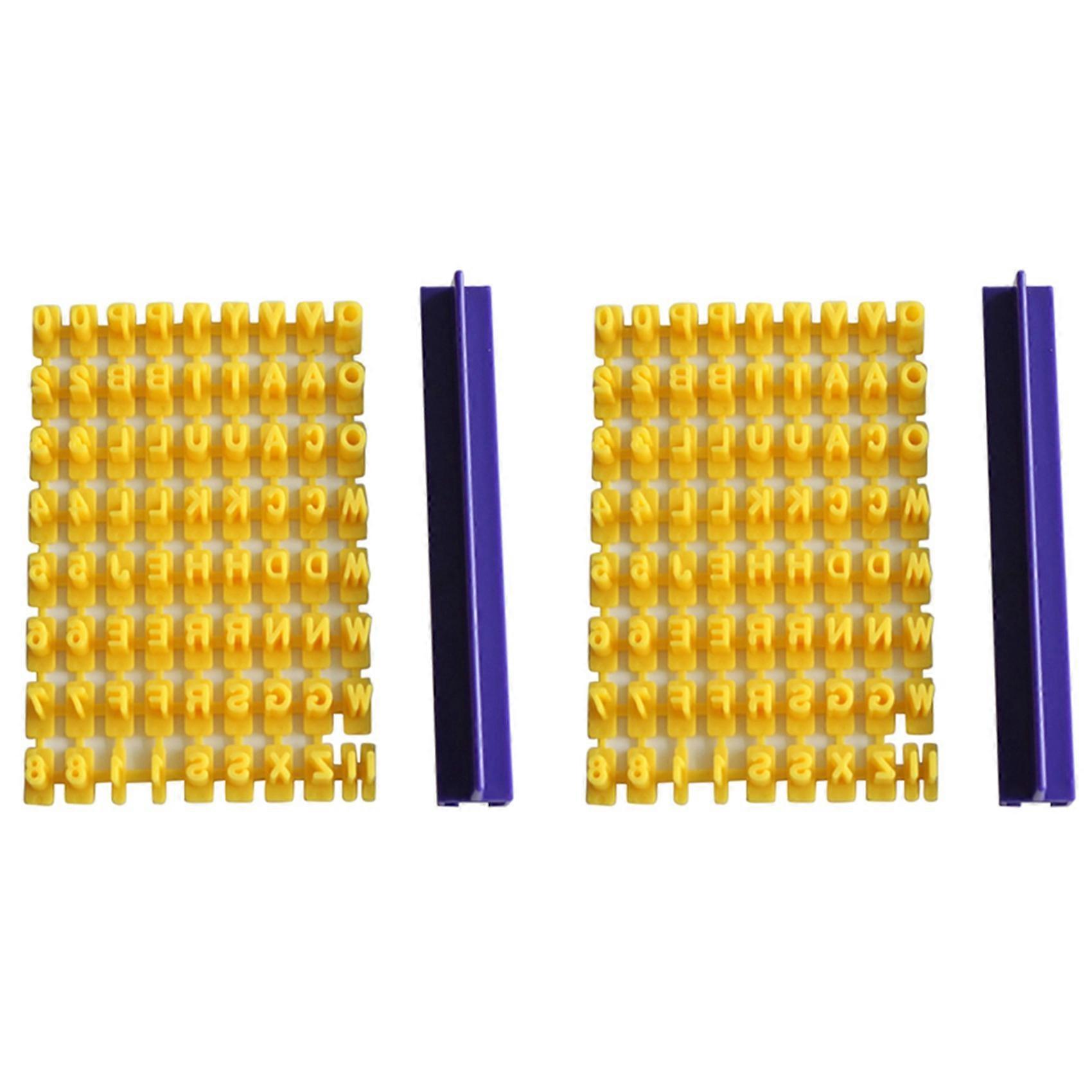 2X Alphabet Letter Number Cookie Press Stamp Embosser Round Cutter Stencil Tools Fondant DIY Tool Cookie Decorations