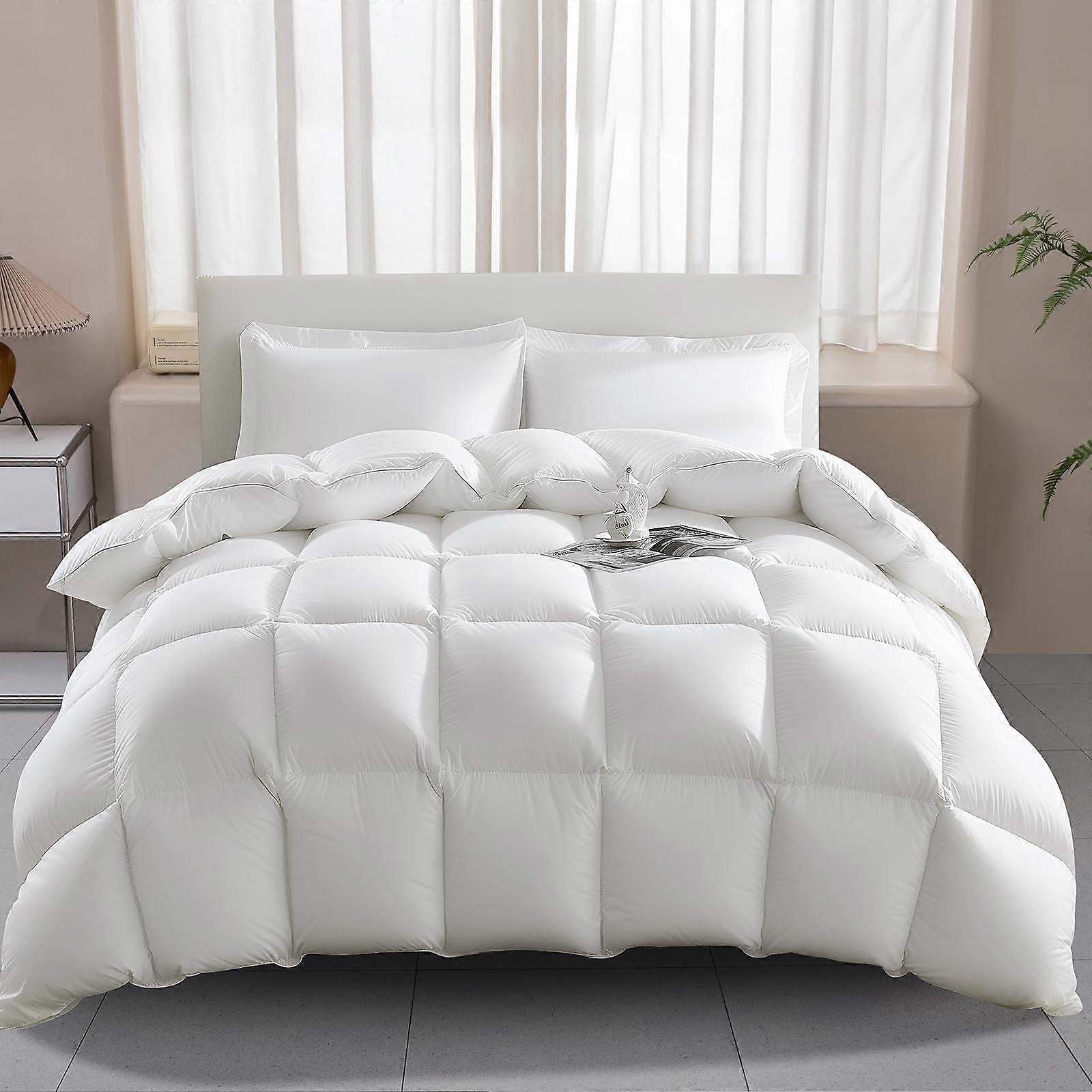 King Size All Season Down Comforter 100% Organic Cotton Duvet Insert with 3D Baffle Box Design