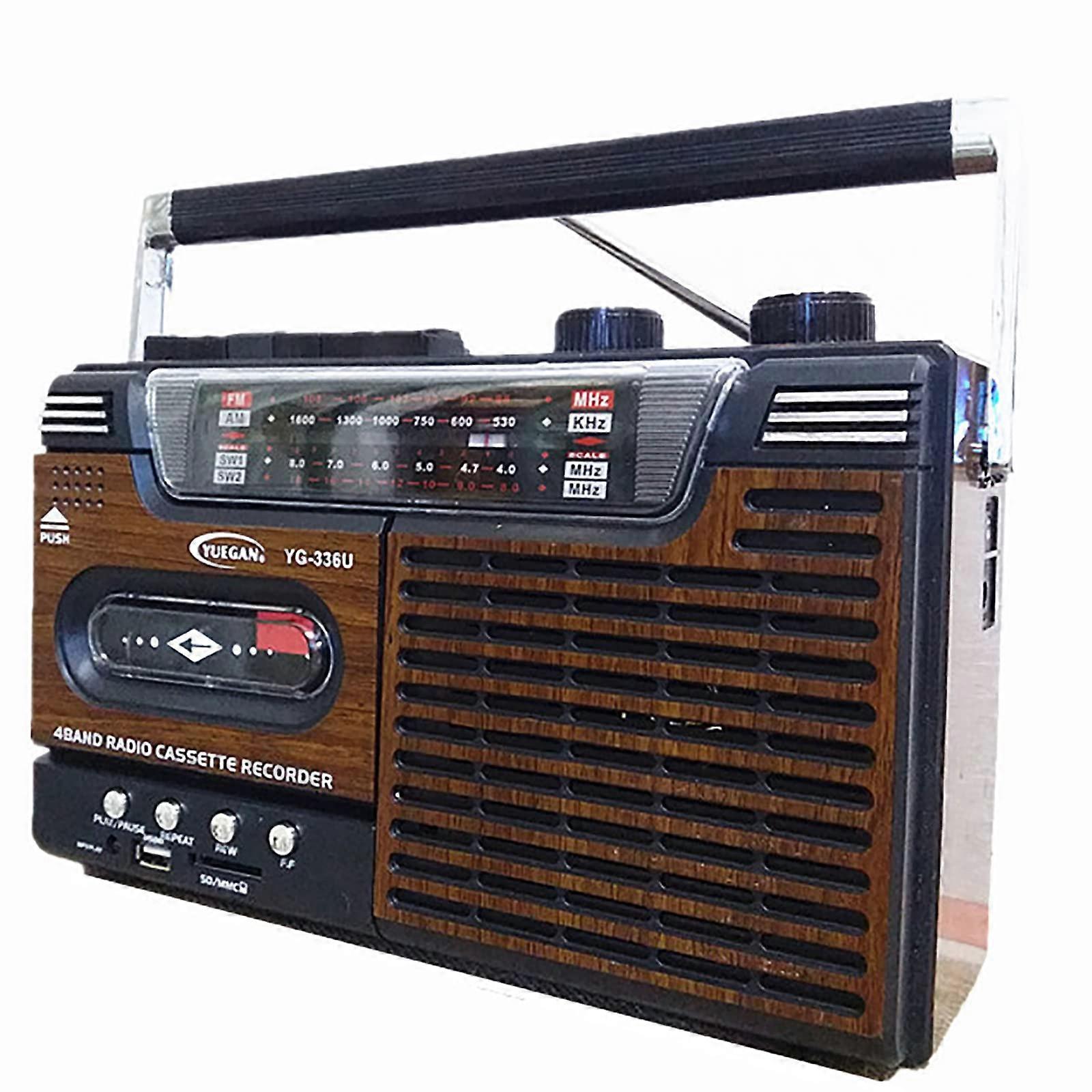 Retro Radio Cassette Player With AM/FM Analogue Tuning, 4Band, 3.5mm Headphone Jack, BuiltIn Microphone,  Fidelity