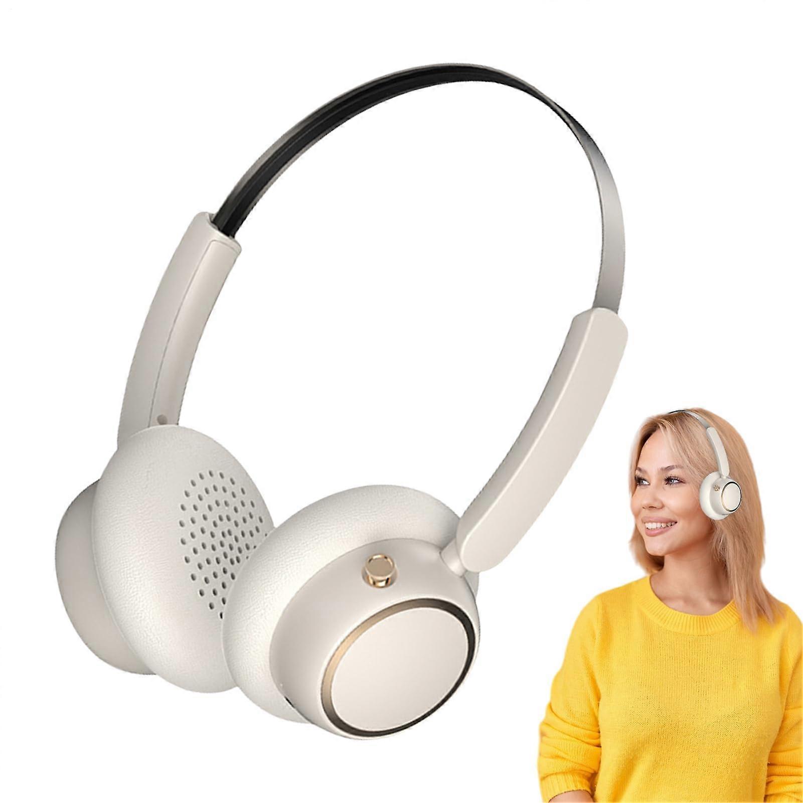 Wireless Headset For Music | NoiseCanceling Headset, Retro Beige Design, Video Watching, Running, Working